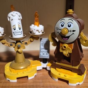 Disney Lumiere and Cogsworth Building Set - White, Yellow, and Brown